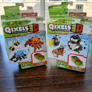 2  Qixels 3D Maker REFILL Packs: Bugs Outbreak & Jungle World NEW Sealed
